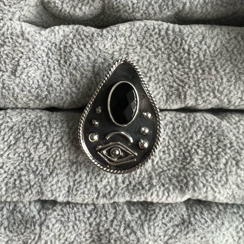 Evil eye Sterling silver ring Genuine gemstone .925 - Picture 2 of 7